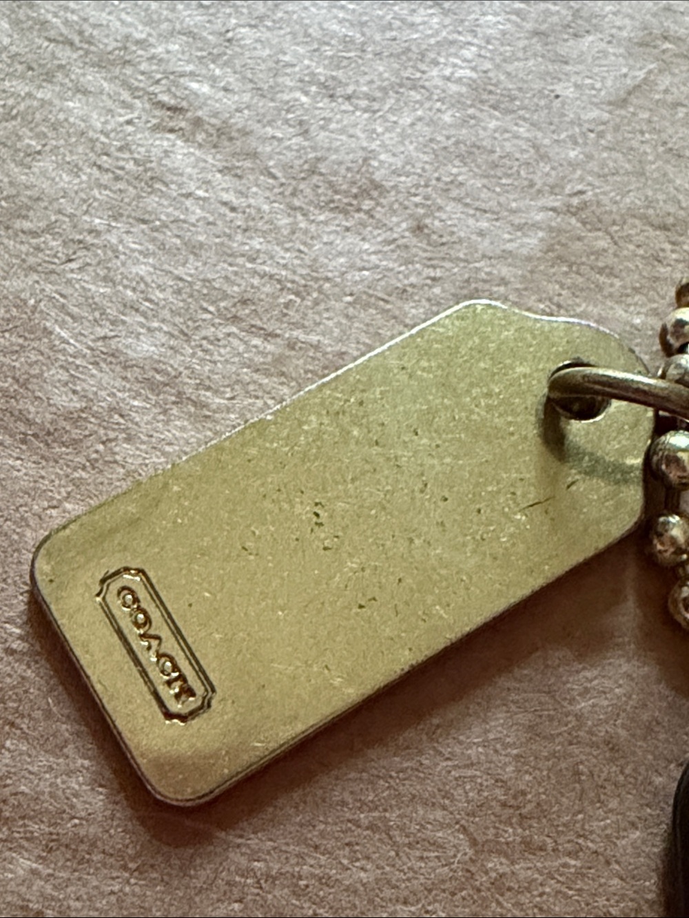 Coach Gold Tone Keychain Tag with White Leather Tag - Picture 7 of 8
